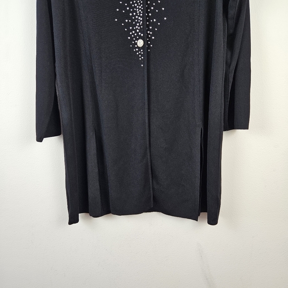 Exclusively Misook Black Embellished Longline Cardigan Size Large - Picture 2 of 7